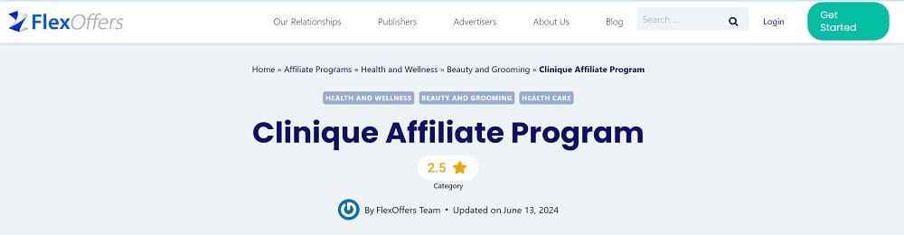 Clinique as an alternative of Alpyn Beauty Affiliate Program