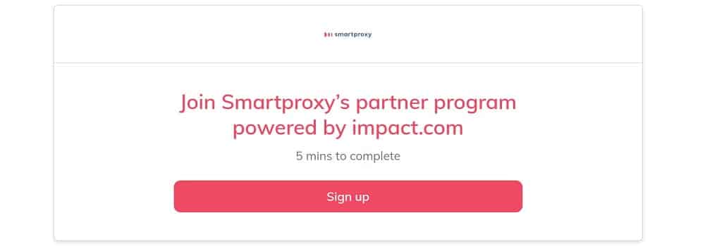 Signing up for the Smartproxy Affiliate Program