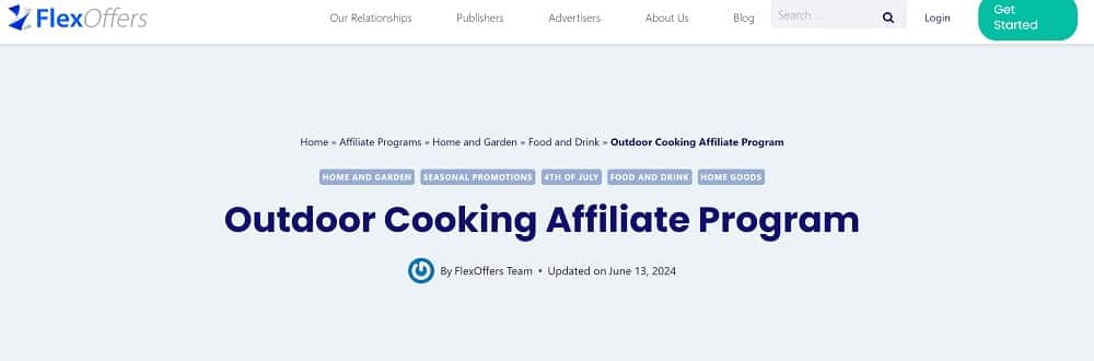 Outdoor Cooking one of food affiliate marketing