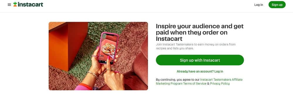 Instacart as one of Top Food Affiliate Programs