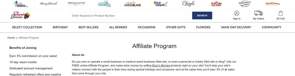 Shari’s Berries as one of Top Food Affiliate Programs