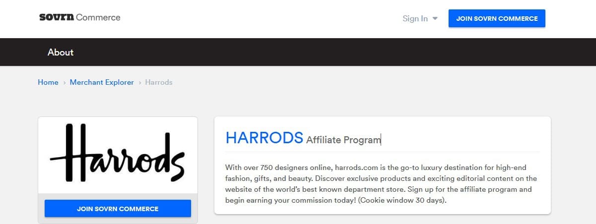 Harrods affiliate program